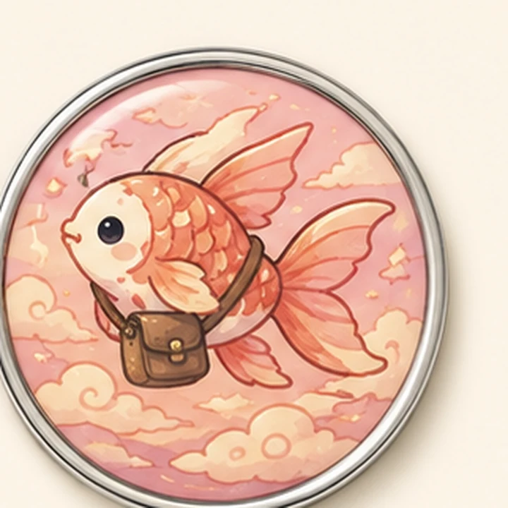 Koi Messenger round pin badge