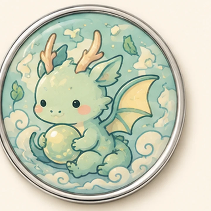 Mint Dragon round pin badge