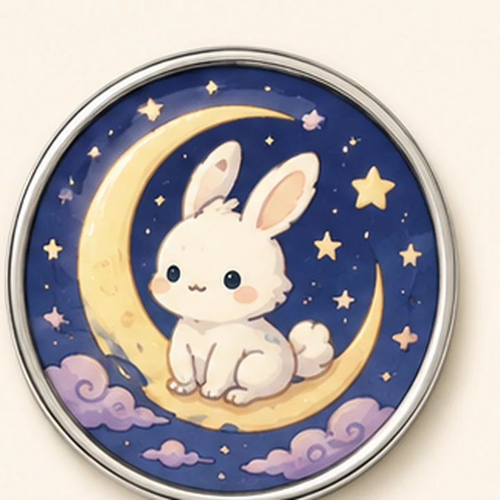 Moon Rabbit round pin badge