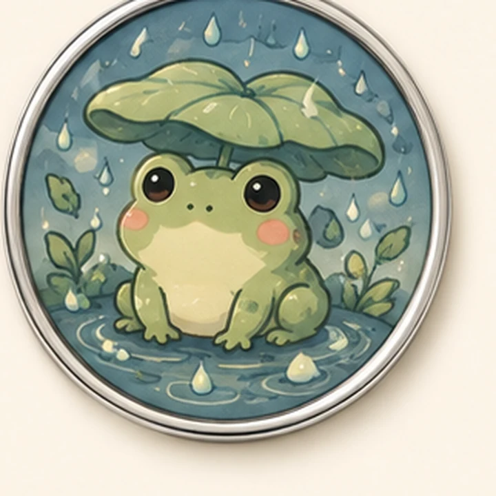 Puddle Frog round pin badge