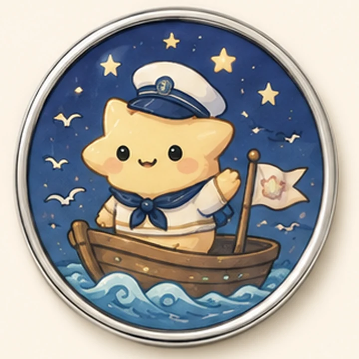 Star Sailor round pin badge
