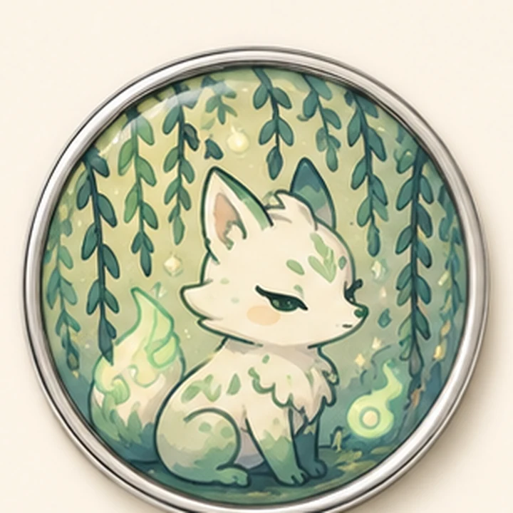 Willow Spirit Fox round pin badge